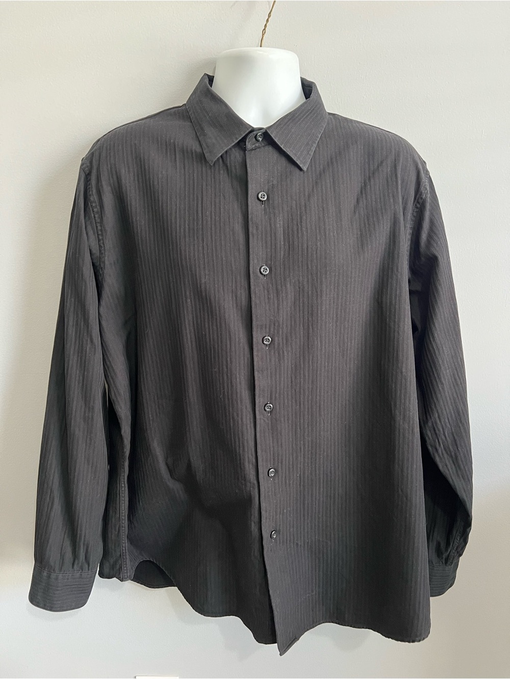 Apt. 9 Men's Size XL Black Superfine 80s Cotton Long Sleeve Dress Shirt